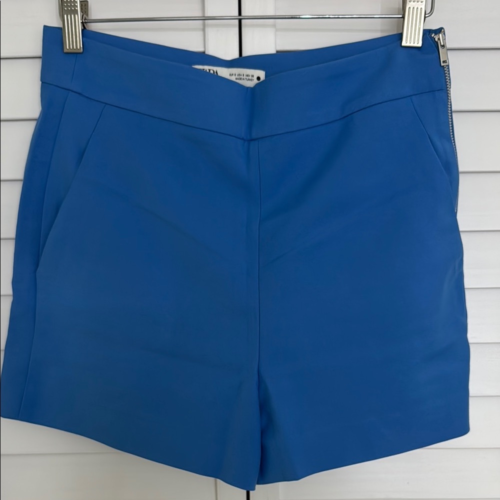 Zara Blue High Waist Tailored Shorts